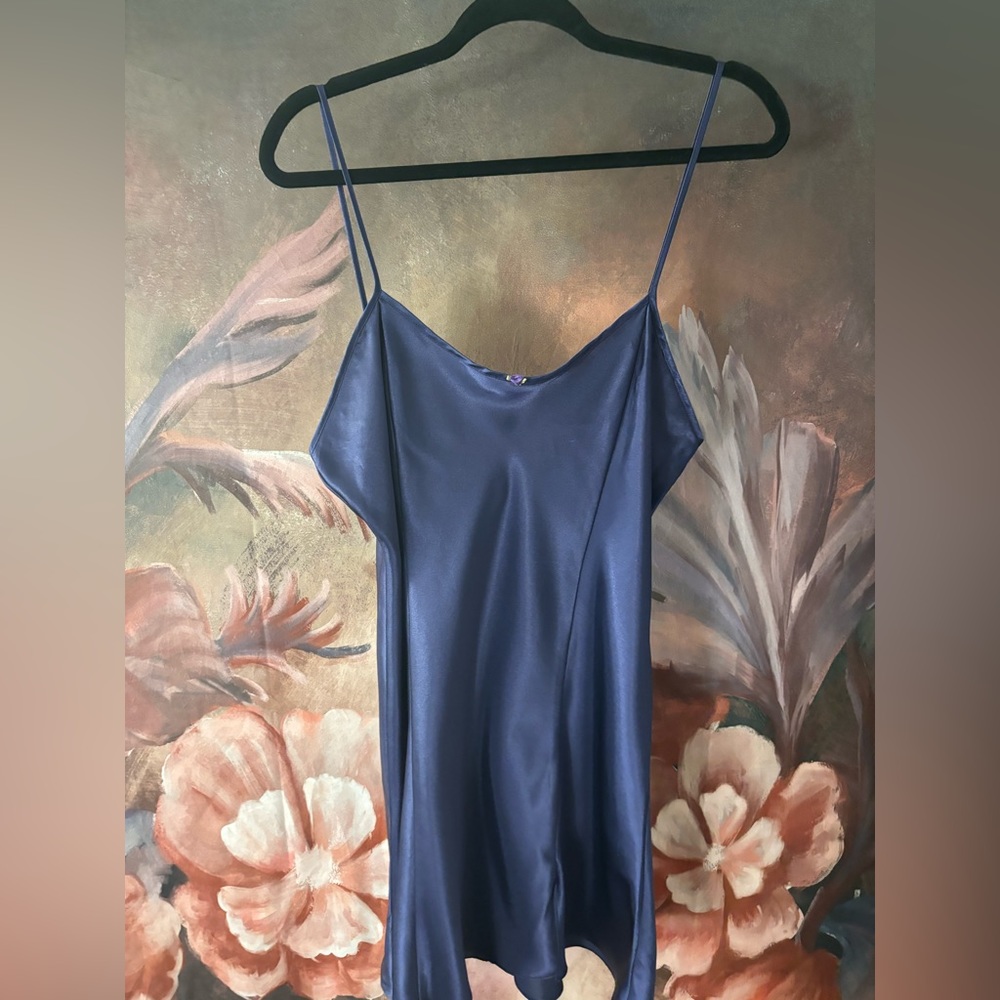 Navy Sophia by Delicates Liquid Satin Slip Size L